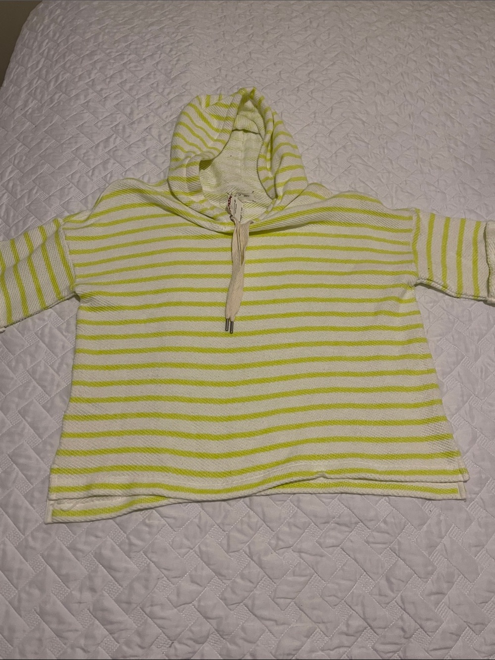 Lou & Grey Neon Yellow and Cream Striped Hooded Coverup